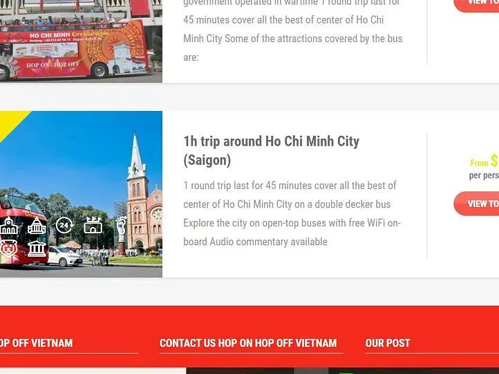 2階建て観光バスでホーチミンの主要スポットを巡ろう！