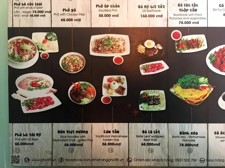 メニューが豊富なフォーのチェーン店「pho 99」（フォー99）