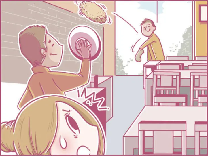 ももの女子旅日記：3区を観光！空飛ぶおこげでインスタ映え！？【第24話 / 連載4コマ漫画 】