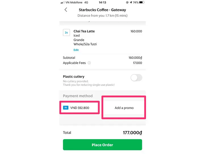 【Grabfood】デリバリーを使ってお家でスターバックスを飲もう