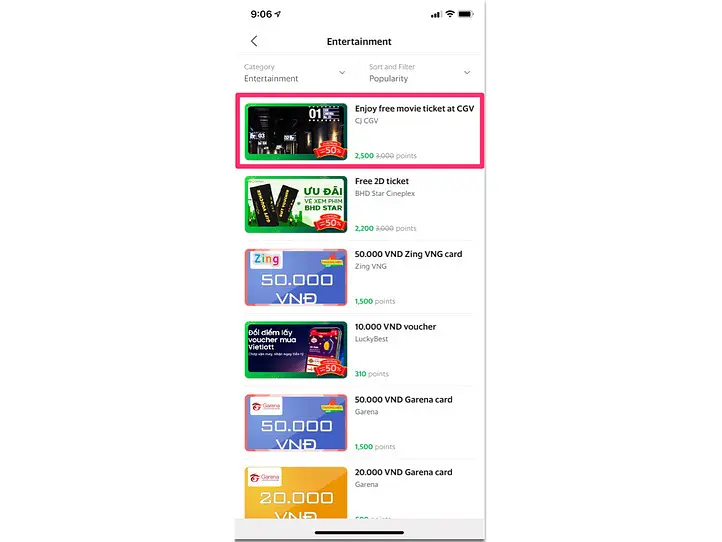 Grab乗車で溜まったポイントを使って映画を見よう！