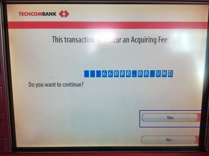 ベトナムのATMでのお金の引き出し方法（TECHCOM BANK）