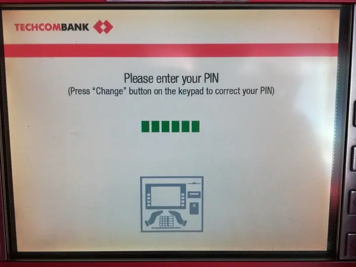ベトナムのATMでのお金の引き出し方法（TECHCOM BANK）