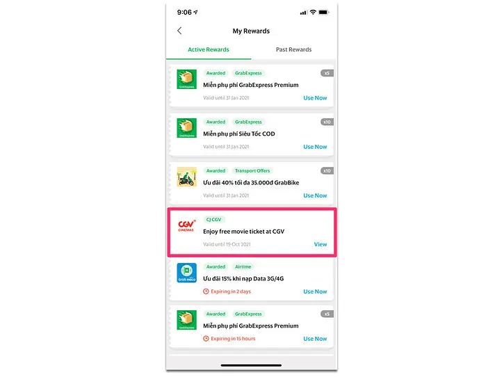 Grab乗車で溜まったポイントを使って映画を見よう！