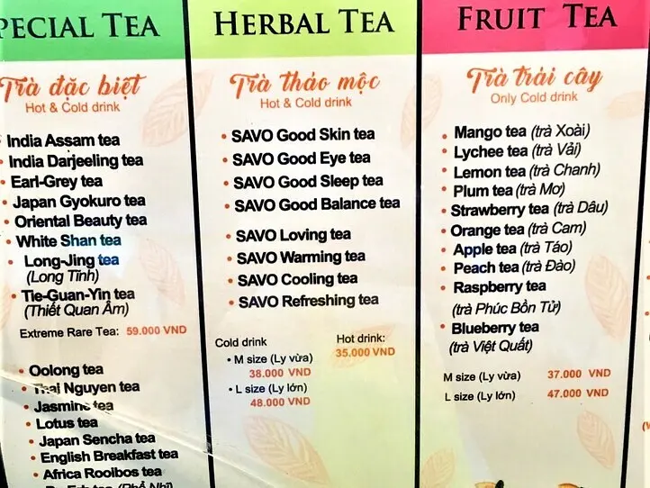 お土産購入にもおすすめ！　ベトナム茶やマグカップが買えるカフェ　~「Savo Tea & Herbs」